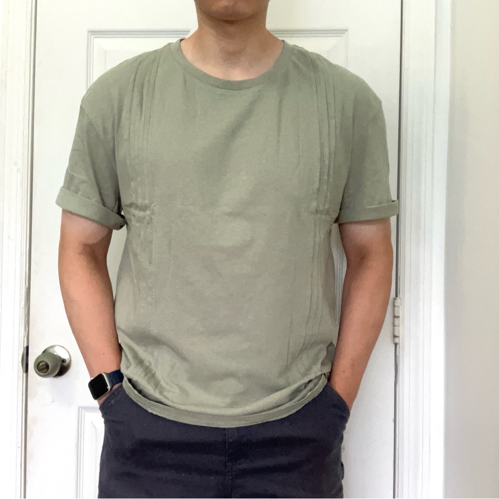 NEW MANFINITY light green knitted crewneck drop shoulder relaxed fit T shirt